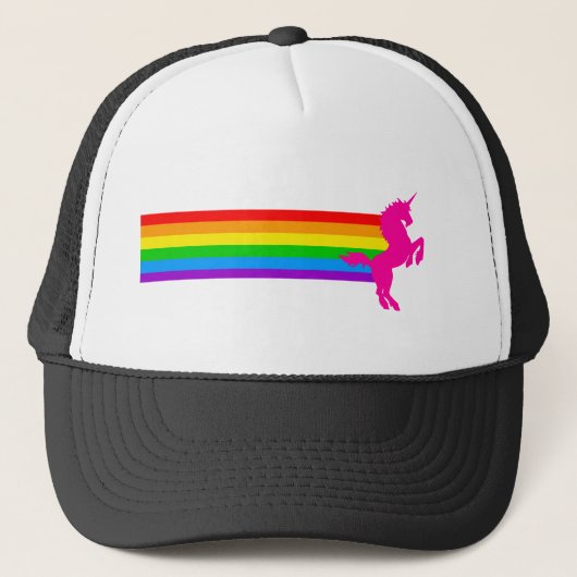 Corey Tiger 80s Retro Regenboog Eenhoorn Trucker Pet (Voorkant)