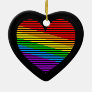 Corey Tiger 80s Retro Regenboog Streep Hart Keramisch Ornament