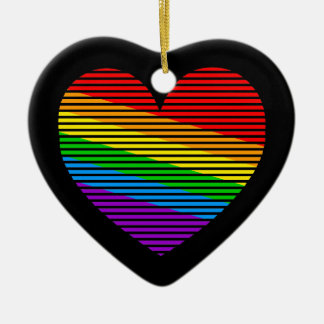 Corey Tiger 80s Retro Regenboog Streep Hart Keramisch Ornament