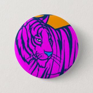 COREY TIGER 80S RETRO ROZE OERWOUD TIJGER RONDE BUTTON 5,7 CM