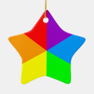 Corey Tiger 80s Retro Ster Regenboog Wiggen Keramisch Ornament