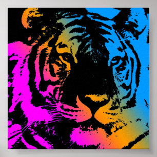 Corey Tiger 80s Retro Tiger Face Poster
