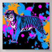 Corey Tiger 80s Retro Tiger Paint Splatter Poster (Voorkant)