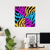 Corey Tiger 80s Retro Tiger Pattern Poster (Thuiskantoor)
