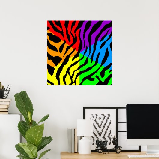 Corey Tiger 80s Retro Tiger Pattern Poster (Thuiskantoor)