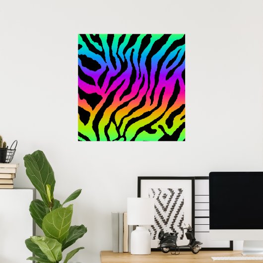Corey Tiger 80s Retro Tiger Pattern Poster (Thuiskantoor)