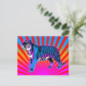 Corey Tiger 80s Retro Tiger Rising Sun Briefkaart (Staand voorkant)