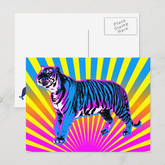 Corey Tiger 80s Retro Tiger Rising Sun Briefkaart (Voorkant / Achterkant)