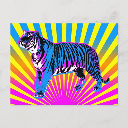 Corey Tiger 80s Retro Tiger Rising Sun Briefkaart (Voorkant)