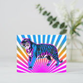 Corey Tiger 80s Retro Tiger Rising Sun Briefkaart (Staand voorkant)
