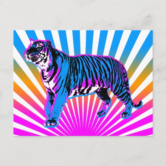 Corey Tiger 80s Retro Tiger Rising Sun Briefkaart (Voorkant)