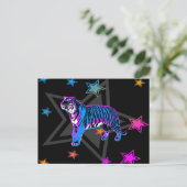 Corey Tiger 80's Retro Tiger & Stars Briefkaart (Staand voorkant)