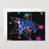 Corey Tiger 80's Retro Tiger & Stars Briefkaart (Voorkant / Achterkant)