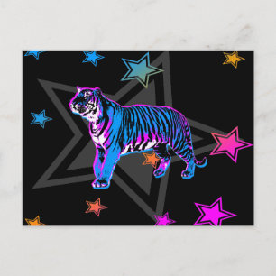 Corey Tiger 80's Retro Tiger & Stars Briefkaart