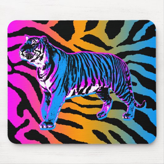 Corey Tiger 80s Retro Tijger & Strepen Muismat (Voorkant)