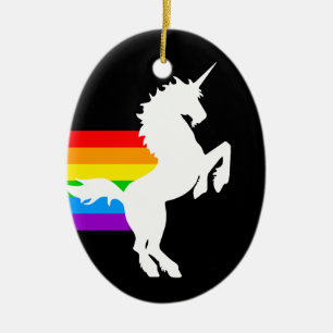Corey Tiger 80s Retro Unicorn Rainbow Keramisch Ornament