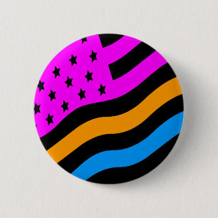 COREY TIGER 80s RETRO USA FLAG MULTI COLOR BLACK Ronde Button 5,7 Cm