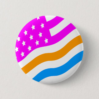 COREY TIGER 80s RETRO USA-VLAG MEERKLEURIG WIT Ronde Button 5,7 Cm
