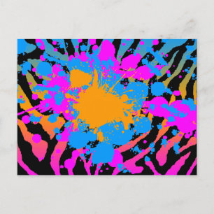 COREY TIGER '80s RETRO VERFSPATTEN & STRIJEN Briefkaart
