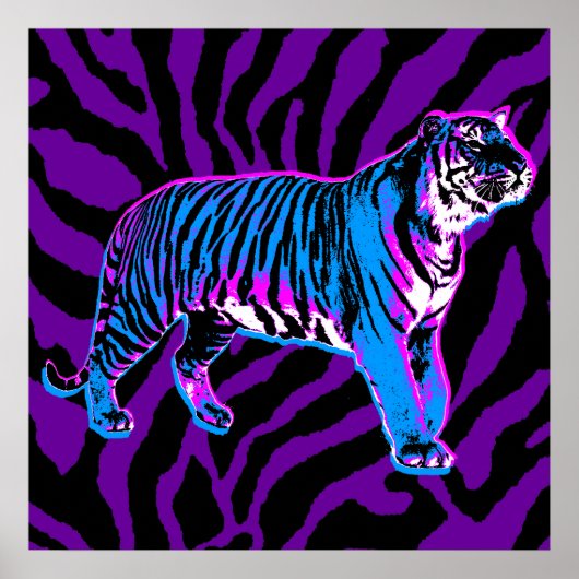 Corey Tiger 80s Retro Vintage Tijgerstrepen Poster (Voorkant)