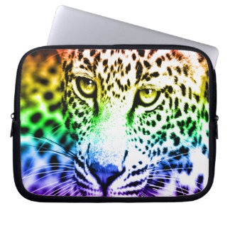 Corey Tiger 80s Sneeuwluipaard (Regenboog) Laptop Sleeve