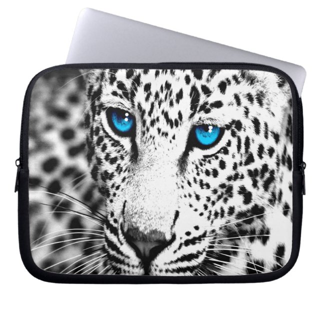 Corey Tiger 80s Sneeuwluipaard (wit) Laptop Sleeve (Voorkant)
