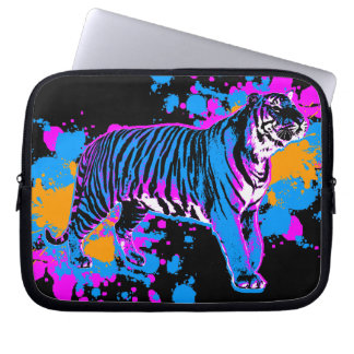 Corey Tiger 80s Spatverf Tijger Kat Laptop Sleeve