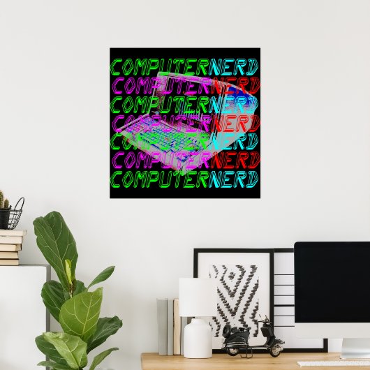 Corey Tiger 80s  Style Computer Nerd Poster (Thuiskantoor)