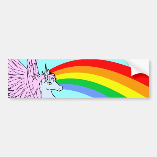 Corey Tiger 80s  Style Unicorn Rainbow Bumpersticker (Voorkant)