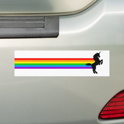 Corey Tiger 80s  Style Unicorn Rainbow Bumpersticker (Op auto)