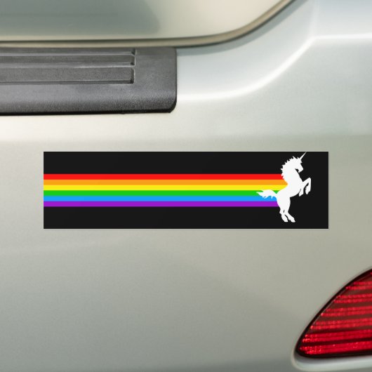 Corey Tiger 80s  Style Unicorn Rainbow Bumpersticker (Op auto)