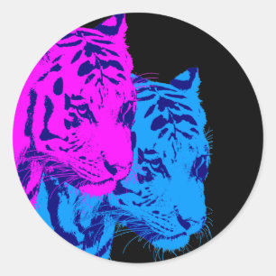 Corey Tiger 80s  Twin Tigers Ronde Sticker