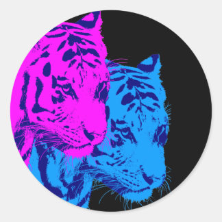 Corey Tiger 80s Twin Tigers Ronde Sticker