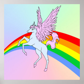 Corey Tiger 80s Unicorn-regenboog Poster