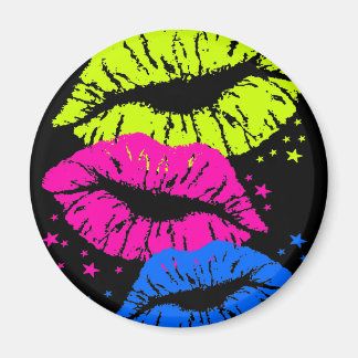 Corey Tiger 80s Vintage Lippen & Stars Kussen Magneet