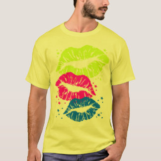 Corey Tiger 80s Vintage Lippen & Stars Kussen T-shirt