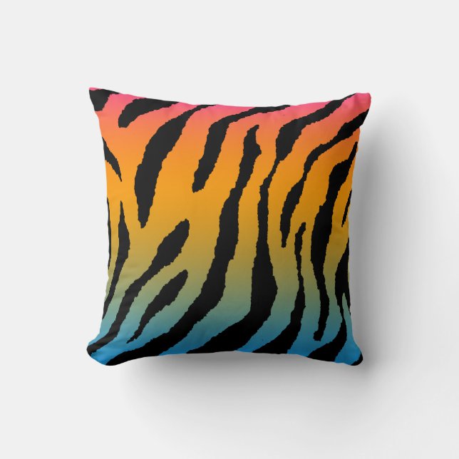 Corey Tiger 80s Vintage Neon Dier Strepen Kussen (Voorkant)