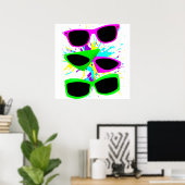 Corey Tiger 80s Vintage Neon Zonnebril Spatten Poster (Thuiskantoor)