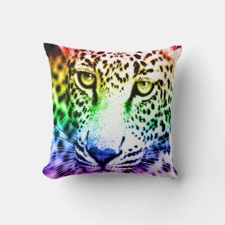 Corey Tiger 80s Vintage Regenboog Sneeuwluipaard Kussen