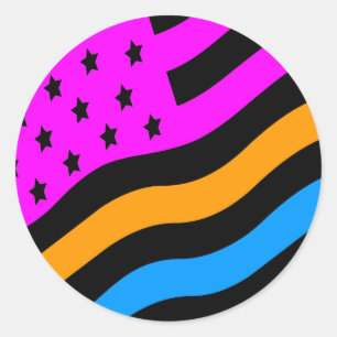 COREY TIGER Jaren '80 RETRO AMERIKAANSE VLAG Ronde Sticker