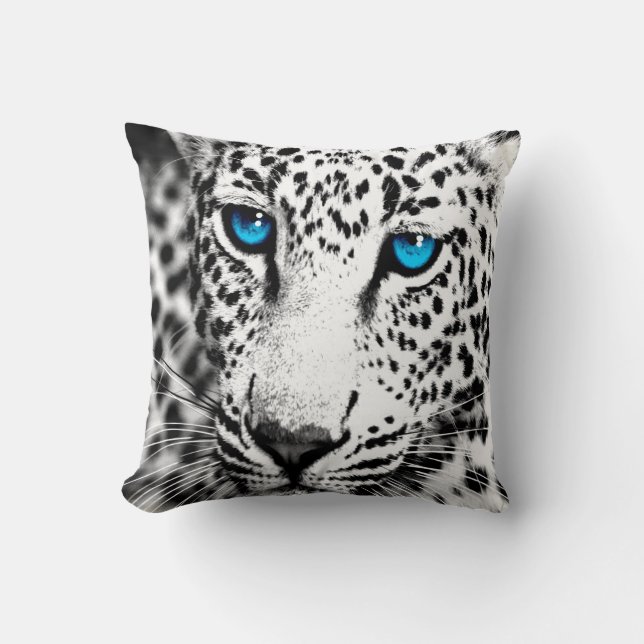 Corey Tiger jaren 80 Retro Sneeuwluipaard Kussen (Voorkant)