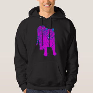 COREY TIGER JAREN 80 RETRO STAANDE TIJGER ROZE TRU HOODIE