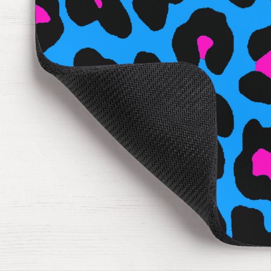 Corey Tiger Retro 1980s Blauwe Neon Leopard Mousep Muismat (Hoek)