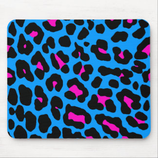 Corey Tiger Retro 1980s Blauwe Neon Leopard Mousep Muismat
