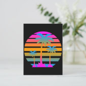 COREY TIGER RETRO SUNSET PALM TREES BRIEFKAART (Staand voorkant)
