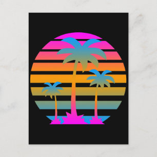 COREY TIGER RETRO SUNSET PALM TREES BRIEFKAART