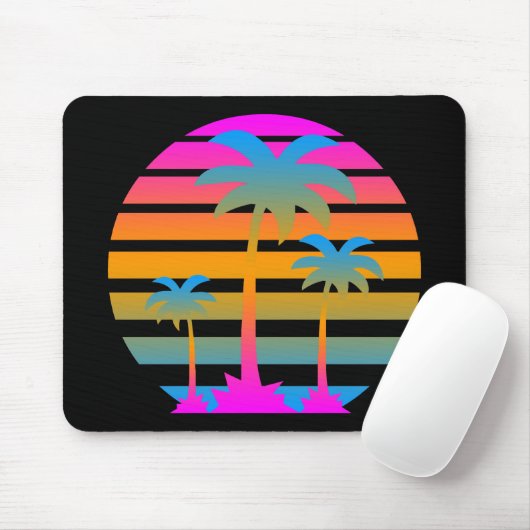 COREY TIGER RETRO SUNSET PALM TREES MUISMAT (Met muis)