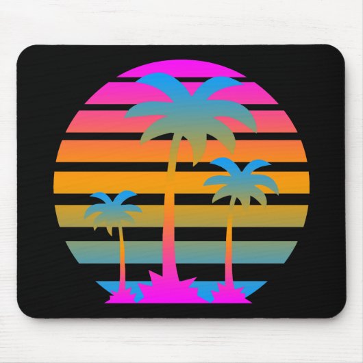 COREY TIGER RETRO SUNSET PALM TREES MUISMAT (Voorkant)