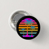 COREY TIGER RETRO SUNSET PALM TREES RONDE BUTTON 3,2 CM (Voorkant /achterkant)