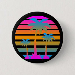 COREY TIGER RETRO SUNSET PALM TREES RONDE BUTTON 5,7 CM